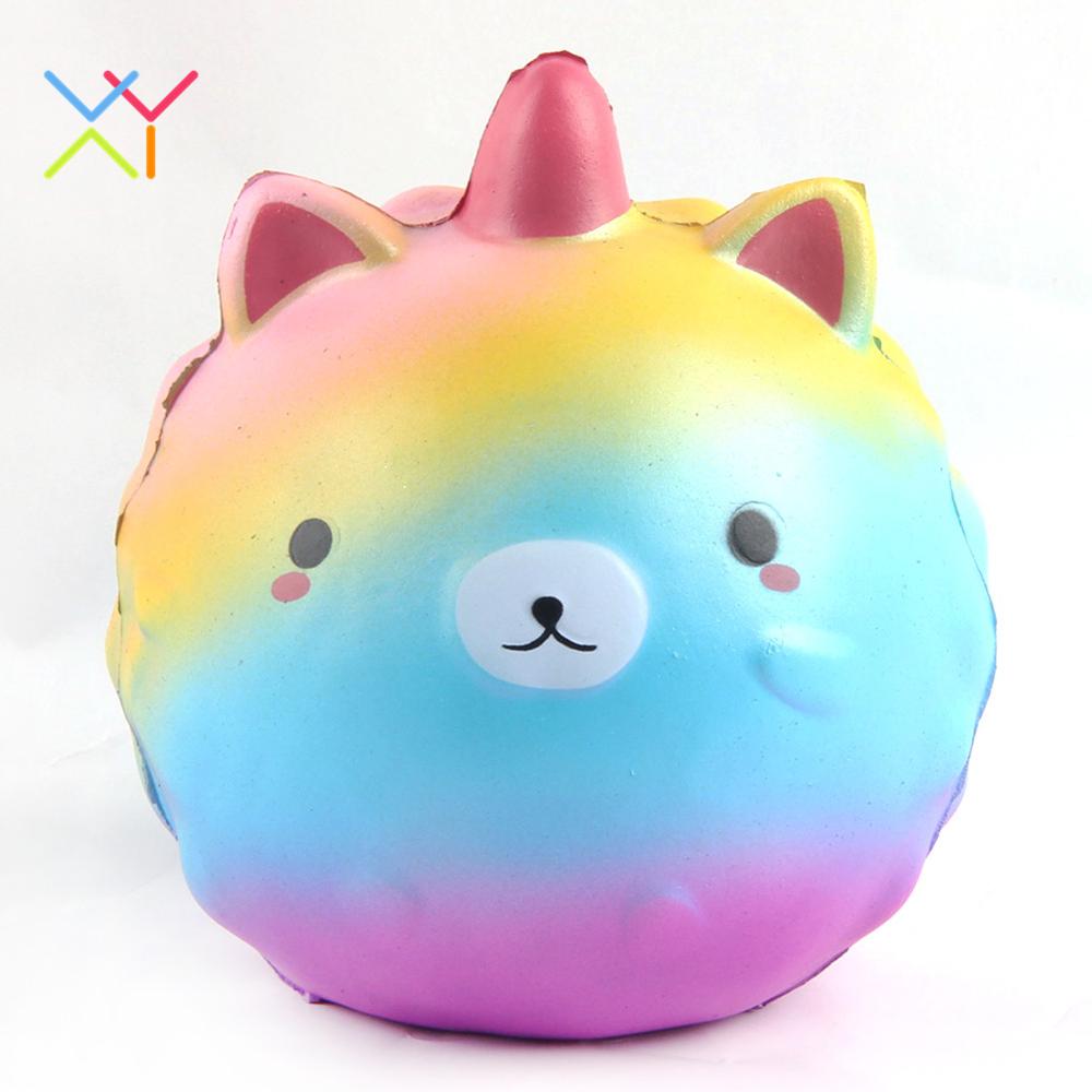 customized PU foam rainbow color unicorn squishy squeeze toy scented wholesale slow rising squishies