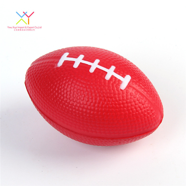 Custom PU foam soft squeeze toy rugby shape stress ball promotional gifts