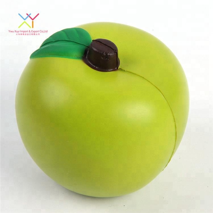 Hot selling PU foam soft apple shaped fruit promotional kids toy stress ball