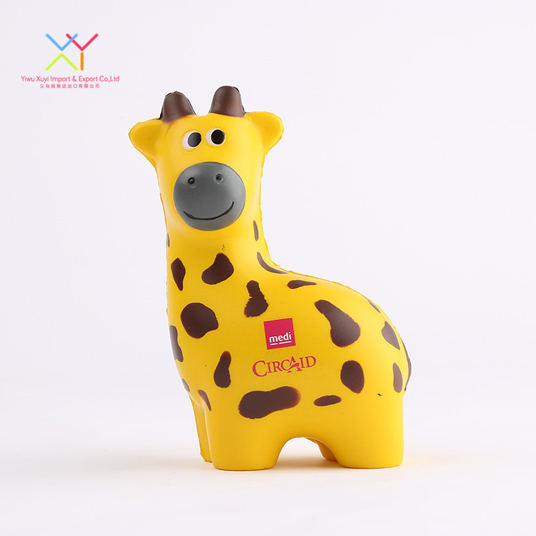 Top quality pu giraffe animal shape stress balls promotional gifts animal stress ball for stress reliever