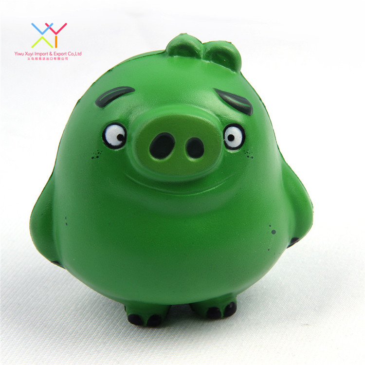 Factory supplier eco-friendly promotional gift cheap squeeze pu green pig stress ball