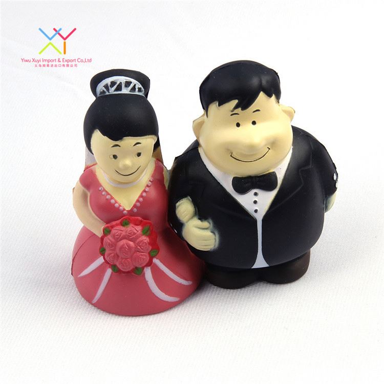 Novelty cartoon design character stress toy ball, a couple shaped stress ball, children's toy stress relief stress ball