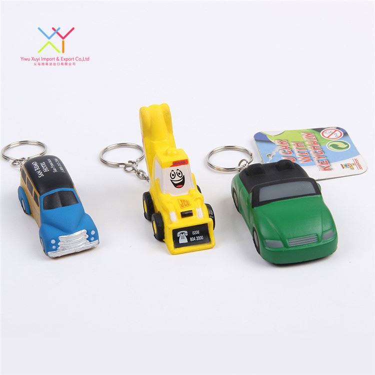 Promotional pu squeeze keychain stress ball, cars shape pu foam keychain stress ball