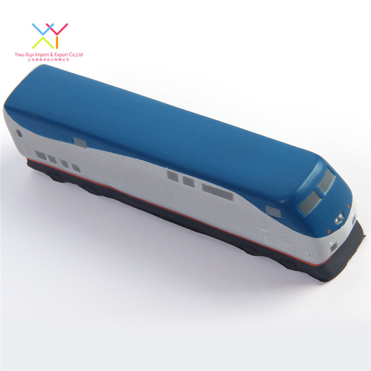 Factory supply attractive price stress ball, blue train shaped stress ball