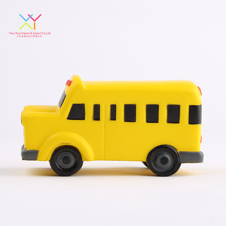 Cute pu promotional gift stress ball, yellow school bus shape stress ball